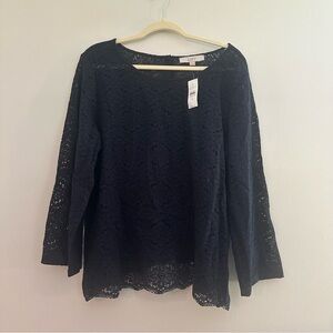 NWT LOFT Navy Lace Blouce